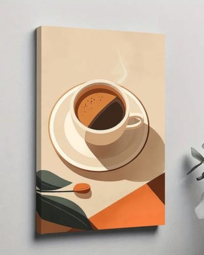 70s Retro Espresso Coffee Wall Art Trendy Minimalist Terracotta Canvas Poster Vintage Aesthetic Prints For Kitchen Coffee Bar Bedroom Wall Decor 16x24 Inch Framed